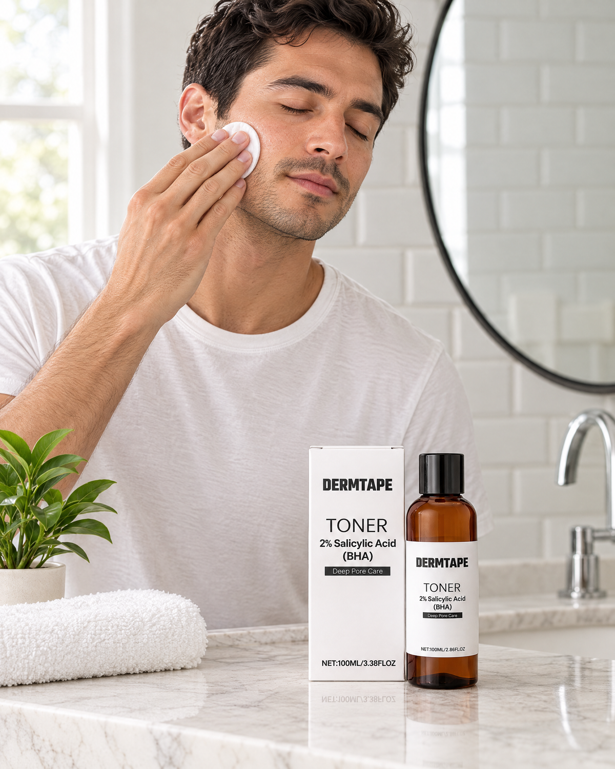 Dermtape Acne Toner in a morning routine